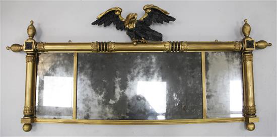 A William IV ebonised and gilt overmantel, W.5ft 6in. H.2ft 3in.